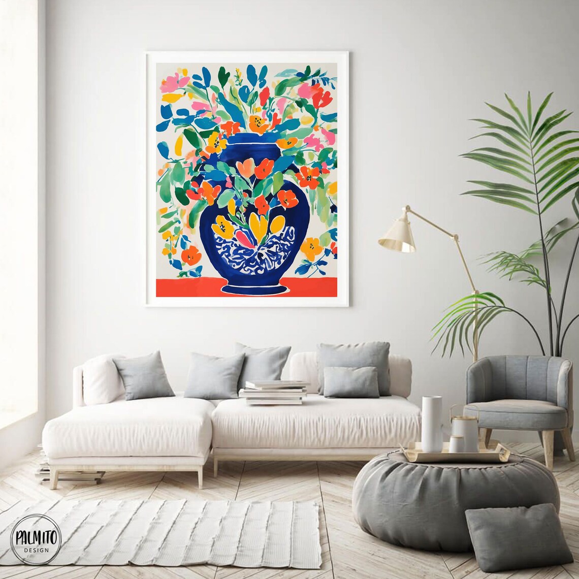 Colorful Flower Vase Gouache Painting Art Print - Image 4