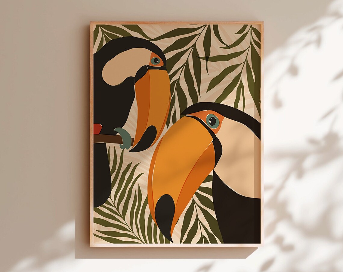 Tropical Toucans Art Print, Jungle Botanical Poster - Image 2