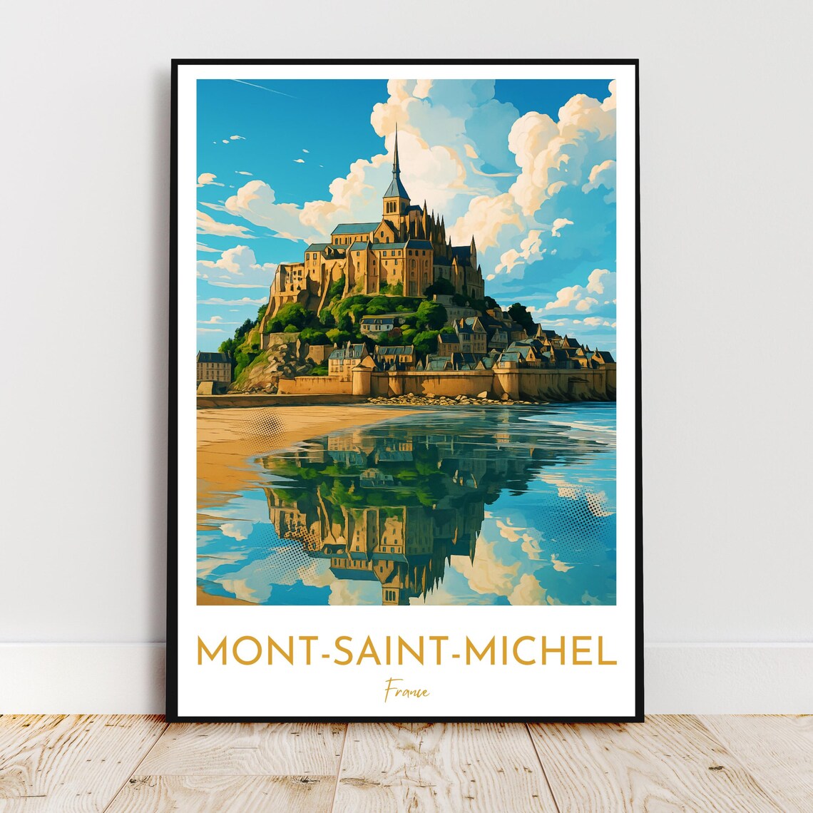 Mont Saint Michel France Abbey Island Reflection Travel Poster