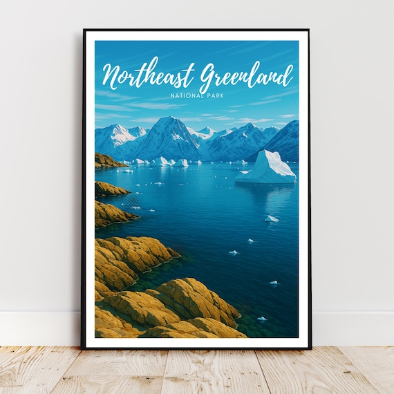 Northeast Greenland National Park Iceberg Fjord Travel Poster
