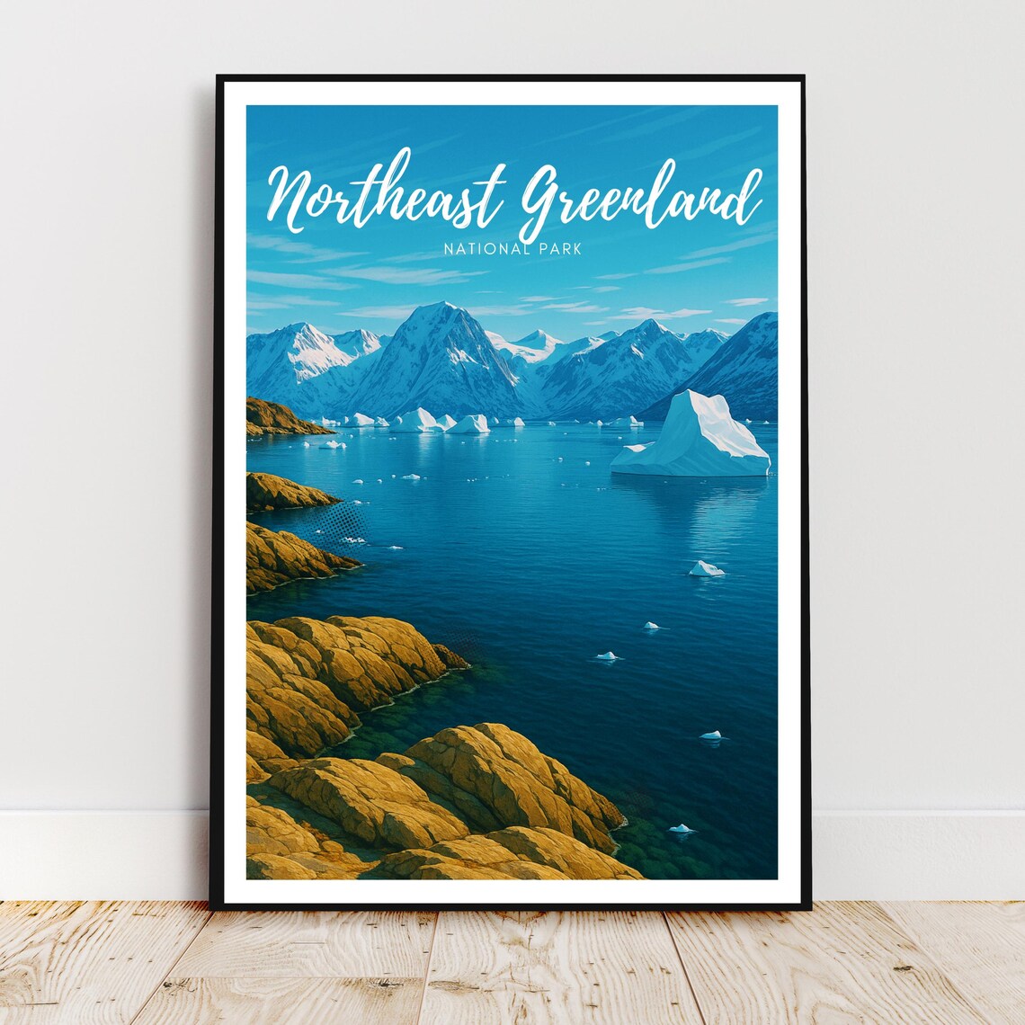 Northeast Greenland National Park Iceberg Fjord Travel Poster