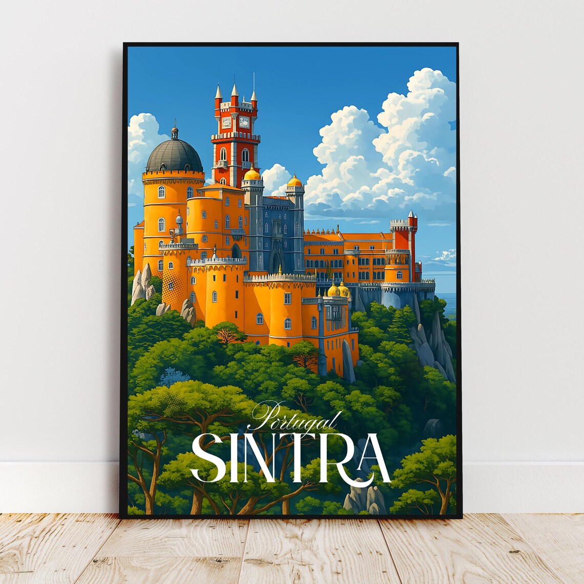 Sintra Portugal Pena Palace Colorful Castle Travel Art Poster