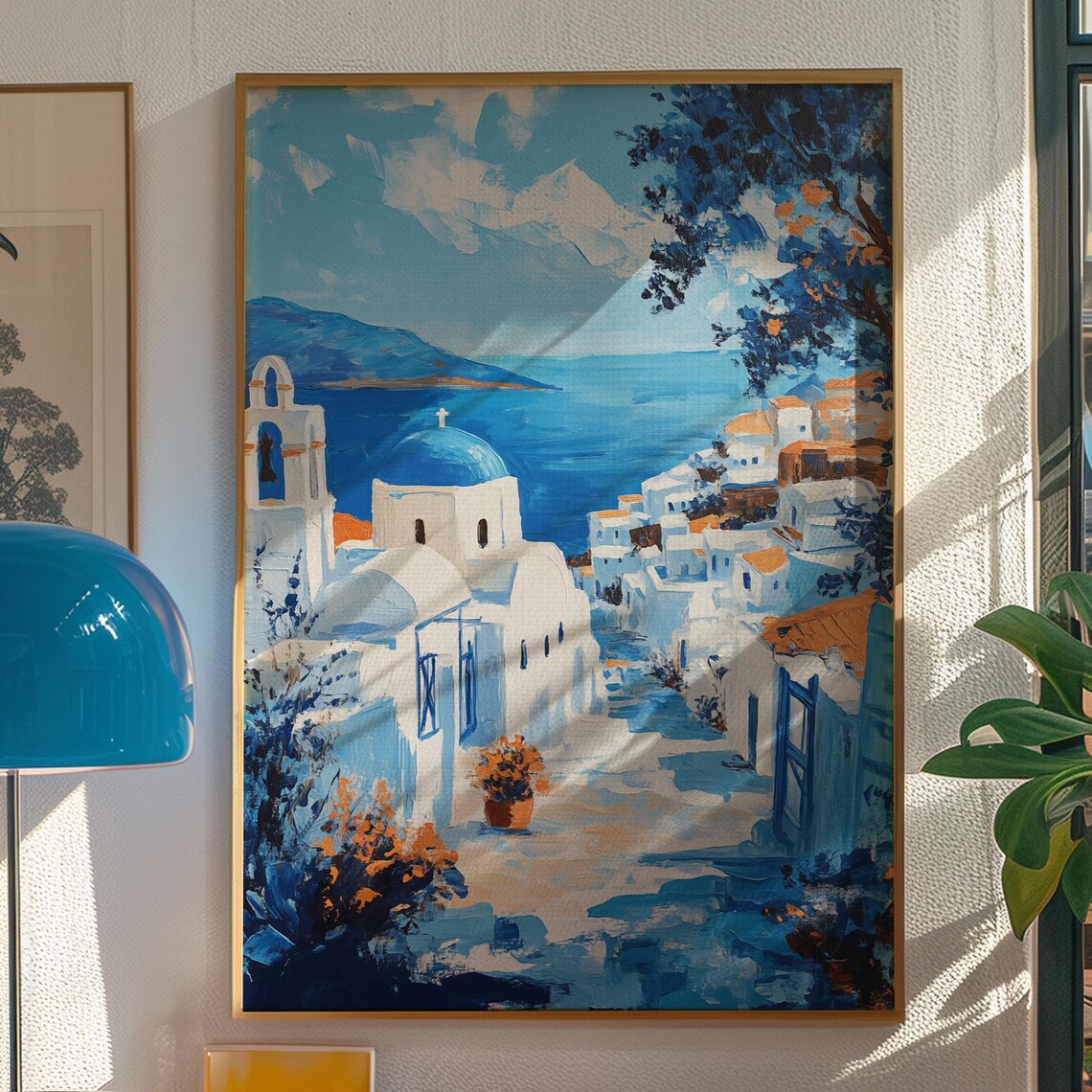 Greece Matisse-Inspired Sea Drawing Art Print