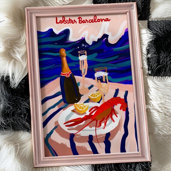 Lobster Poster Matisse Art Print Trendy Wall Art Kitchen Wall Art Summer House Poster Psychedelic Art Muted Color Maximalist Decor