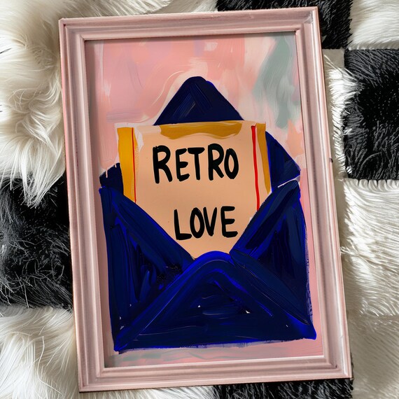 Retro Love Envelope Letter Vintage Romance Typography Poster