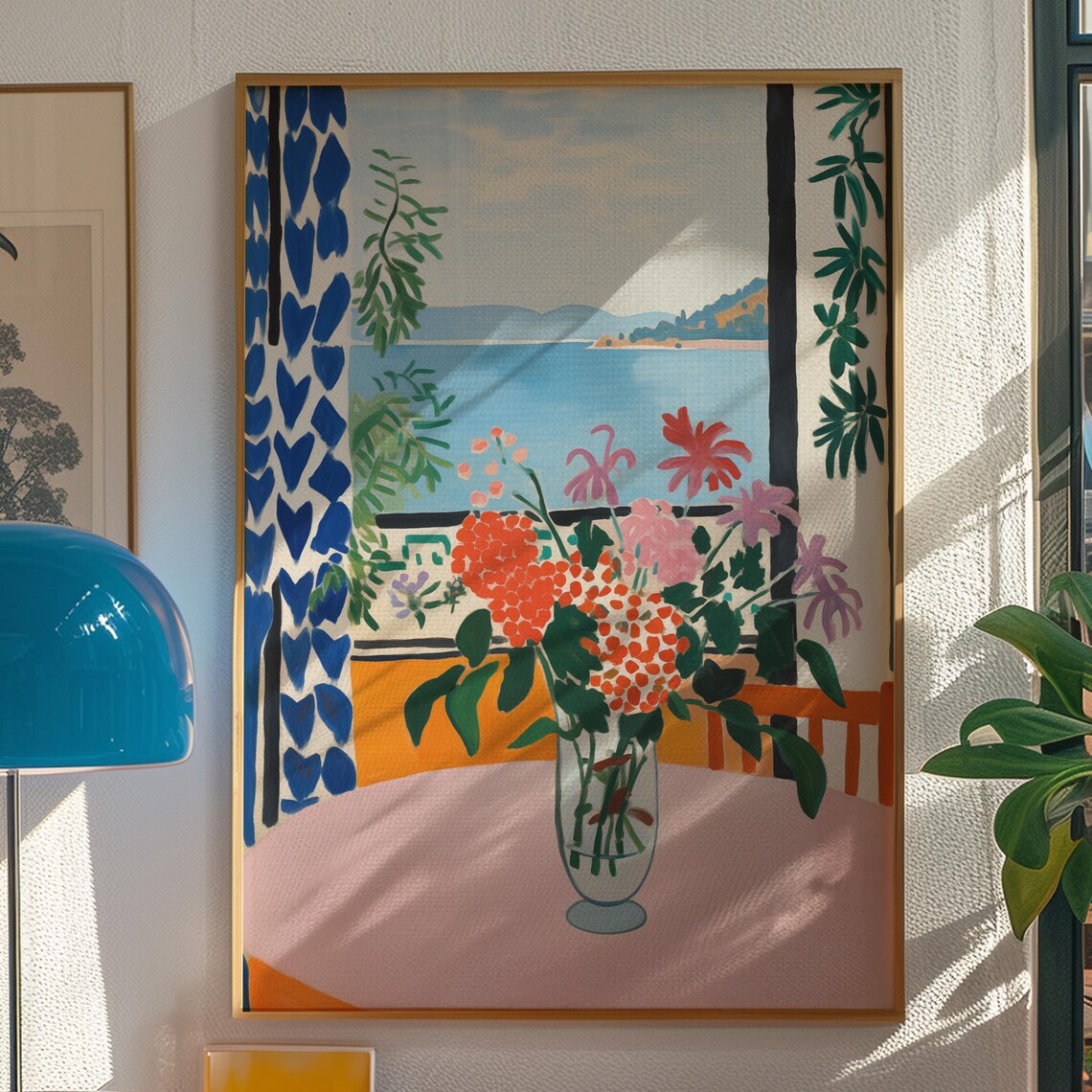 Matisse-Inspired Flowers by the Sea Art Print