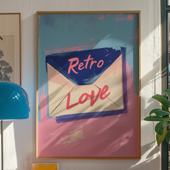 Retro Love Painted Envelope Typography Pop Art Wall Decor Poster