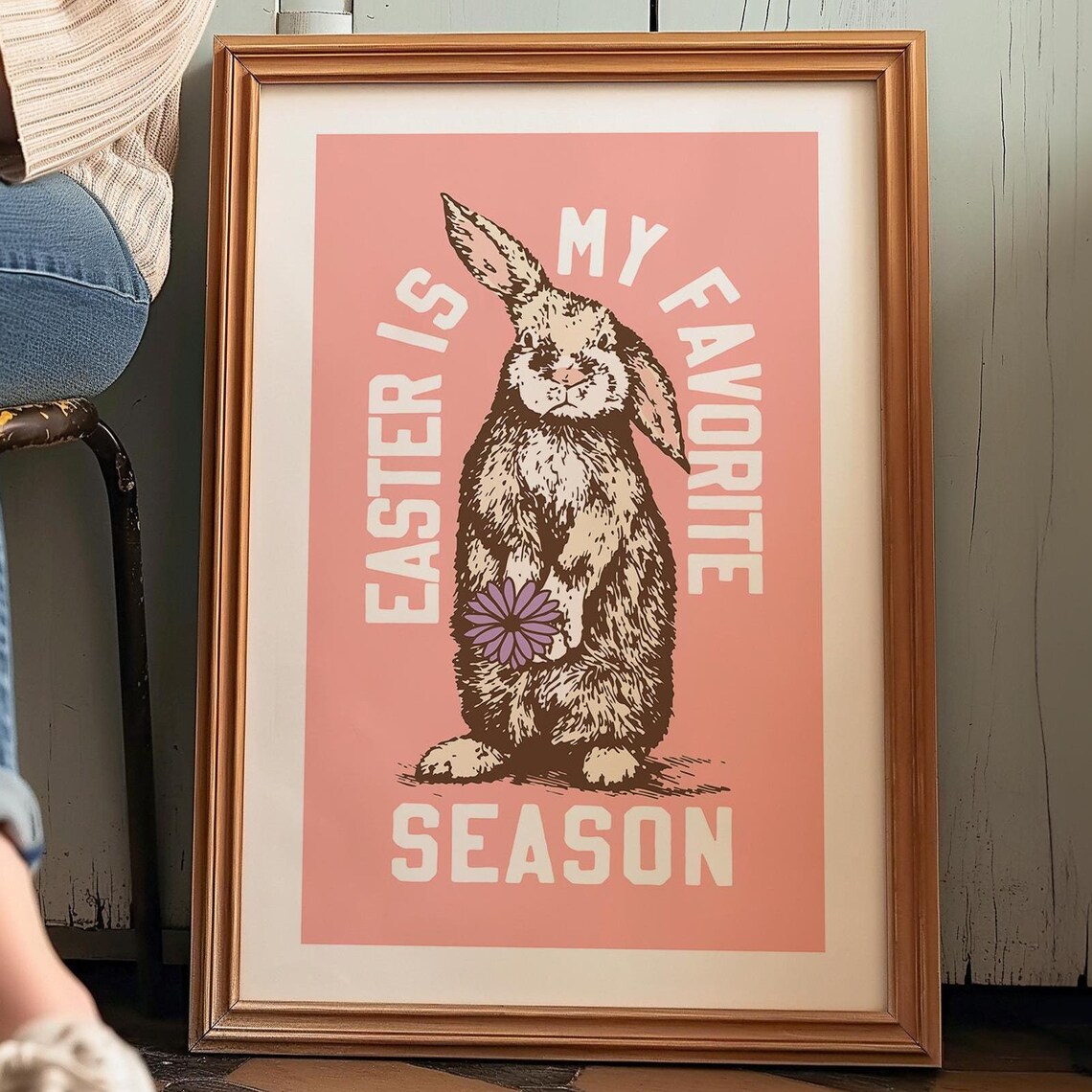 Cute Easter Bunny Poster, Easter Season Kitchen Decor