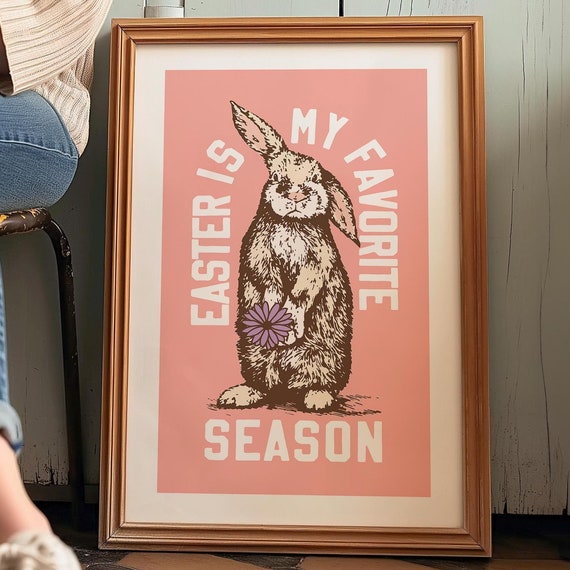 Cute Easter Bunny Poster, Easter Season Kitchen Decor