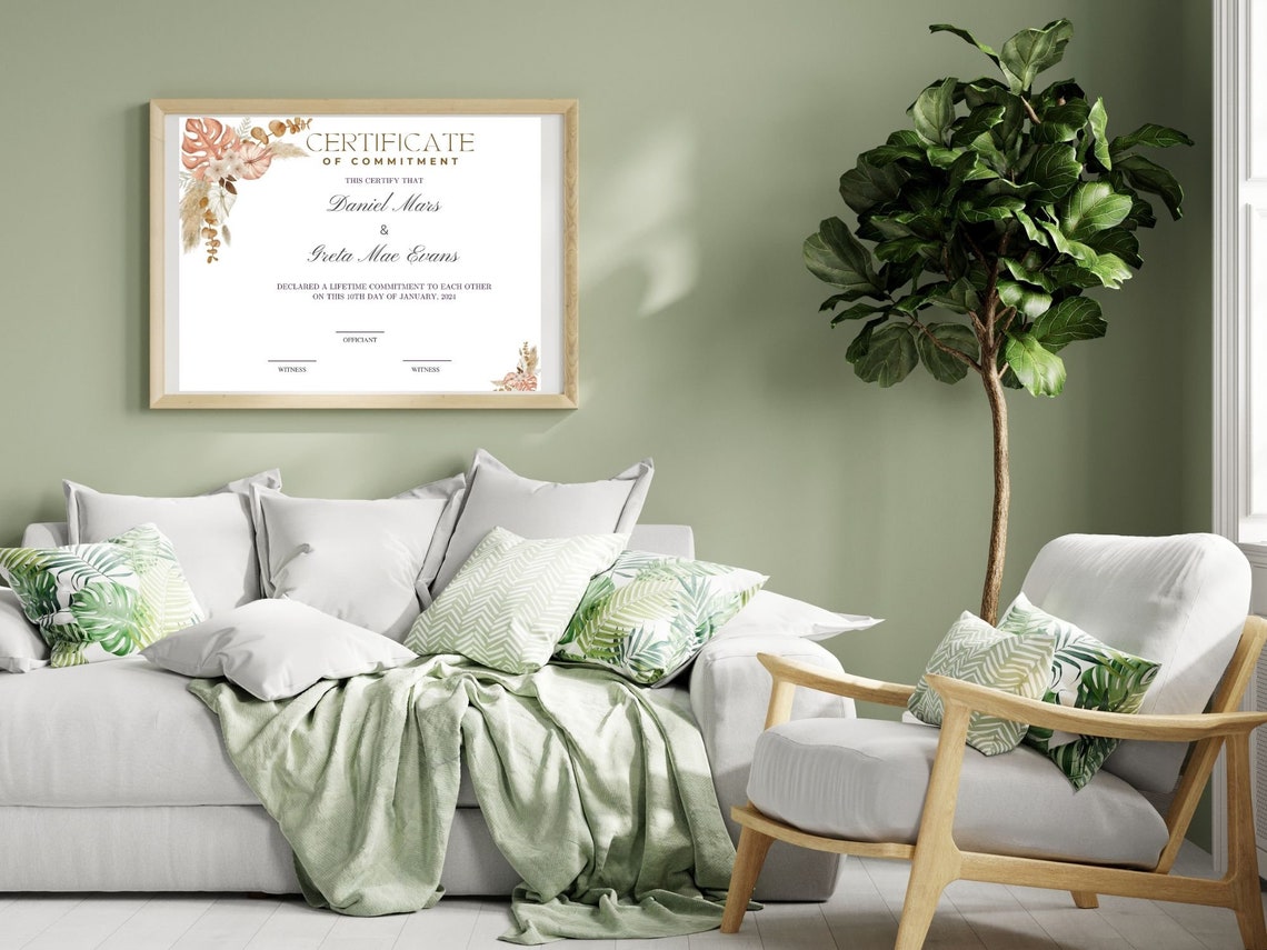 Certificate of Commitment Template Boho Botanical Wedding Print - Image 6