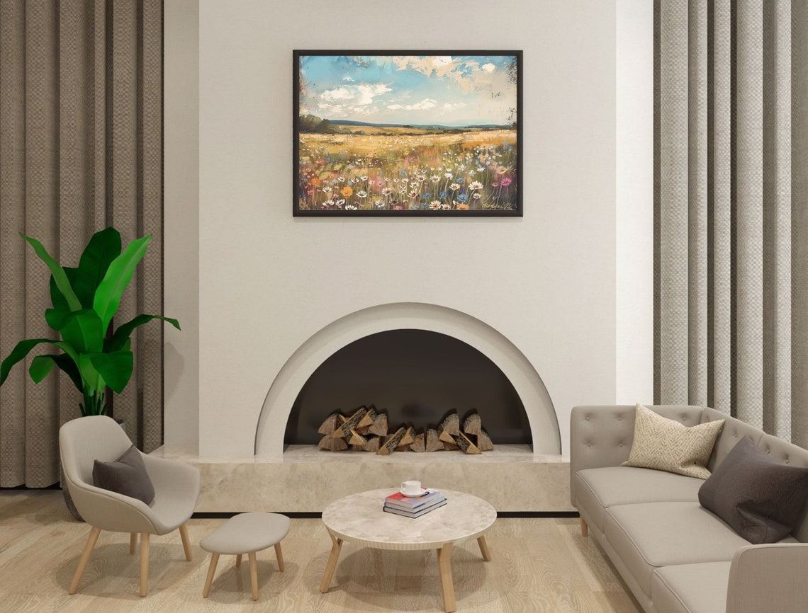 Wildflower Meadow Landscape Oil Painting Summer Field Signed Poster - Image 4
