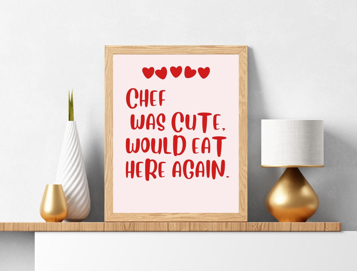 Aesthetic Kitchen Decor Cute Cooking Art Kitchen Wall Art Print Minimalist Heart Print Red Chef Art Print The Original - Image 3