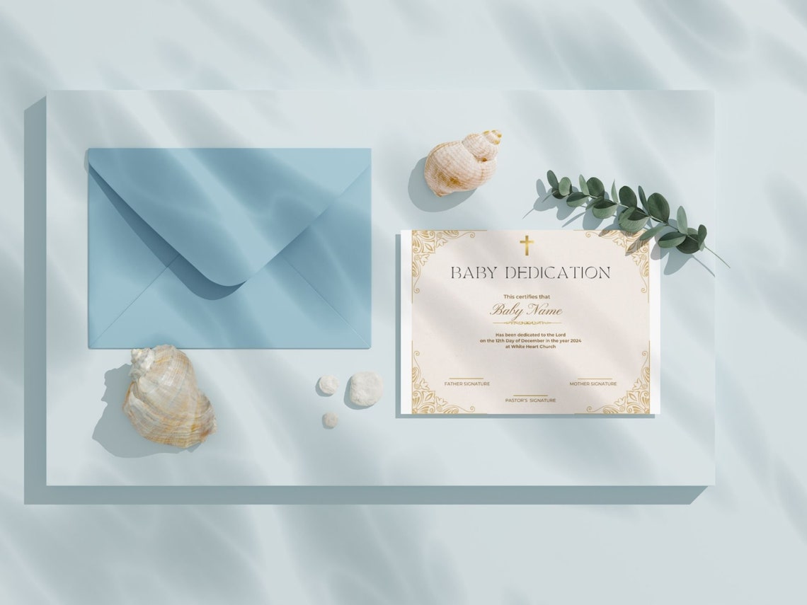 Baby Dedication Certificate Template Gold Cross Printable Print - Image 3