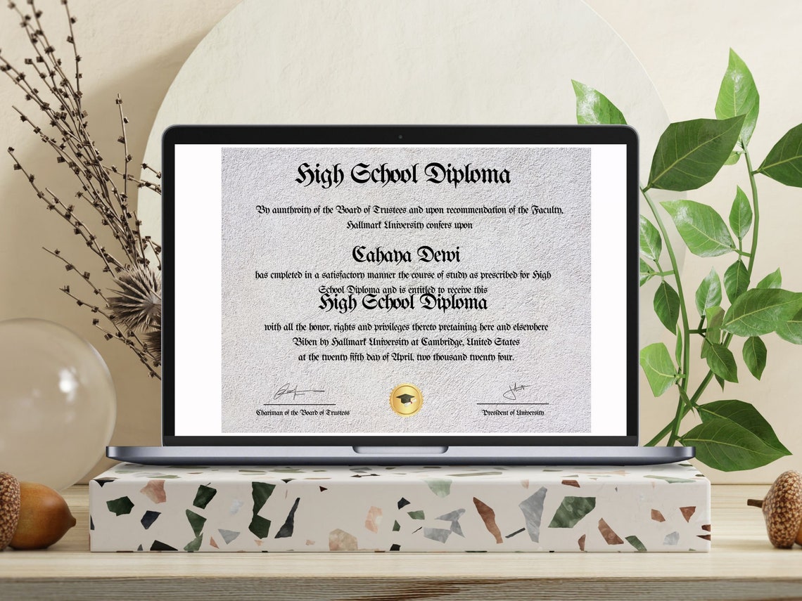 High School Diploma With Gold Seal Customized Diploma Replica Template Editable Graduation Certificate File - Image 2