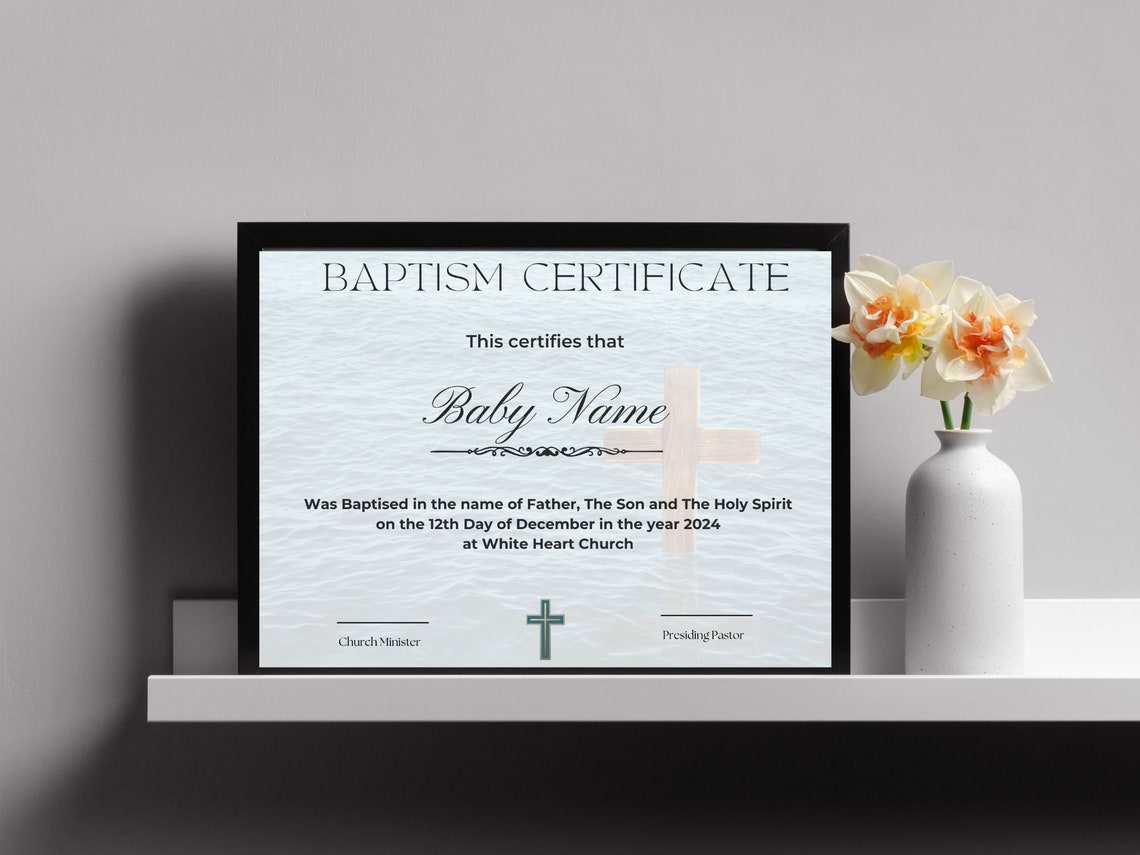 Baptism Certificate Template Gold Cross Editable Printable Print - Image 4