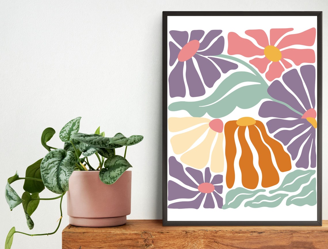 Bold Abstract Floral Matisse Style Modern Colorful Pop Wall Art - Image 6