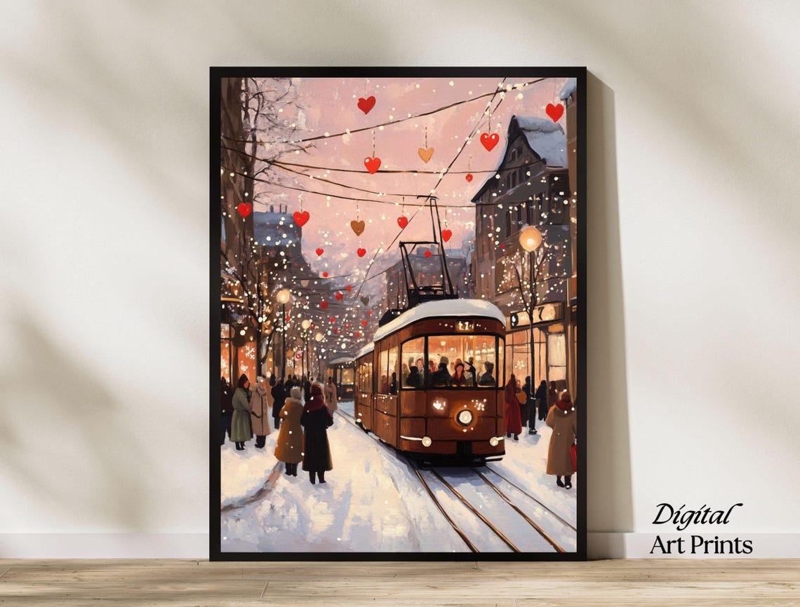 Retro Valentines Day Wall Art Cute Valentines Day Art Valentines Day Painting Romantic