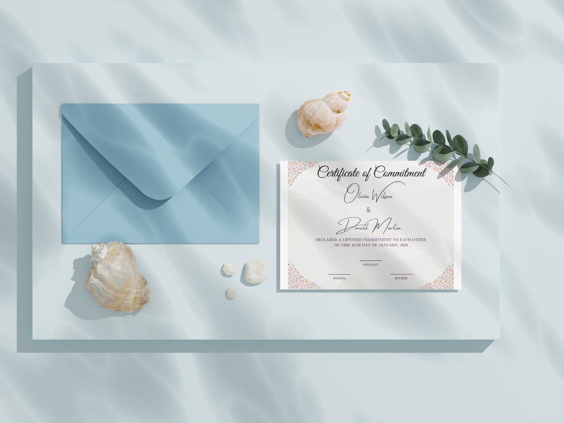 Certificate of Commitment Template Floral Couple Keepsake Print - Image 3