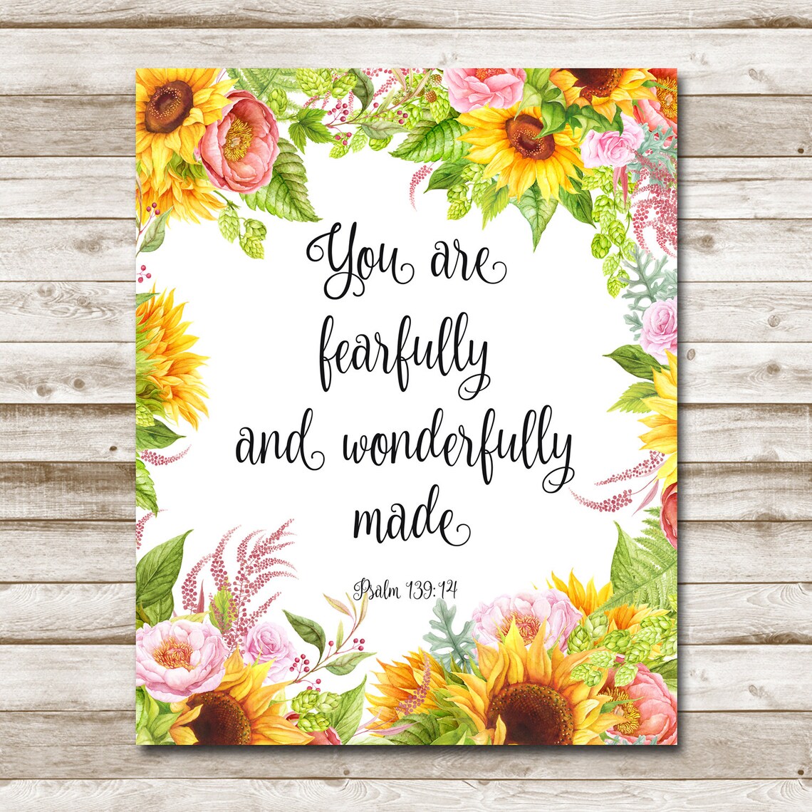 You Are Fearfully And Wonderfully Made Floral Scripture Poster - Image 4