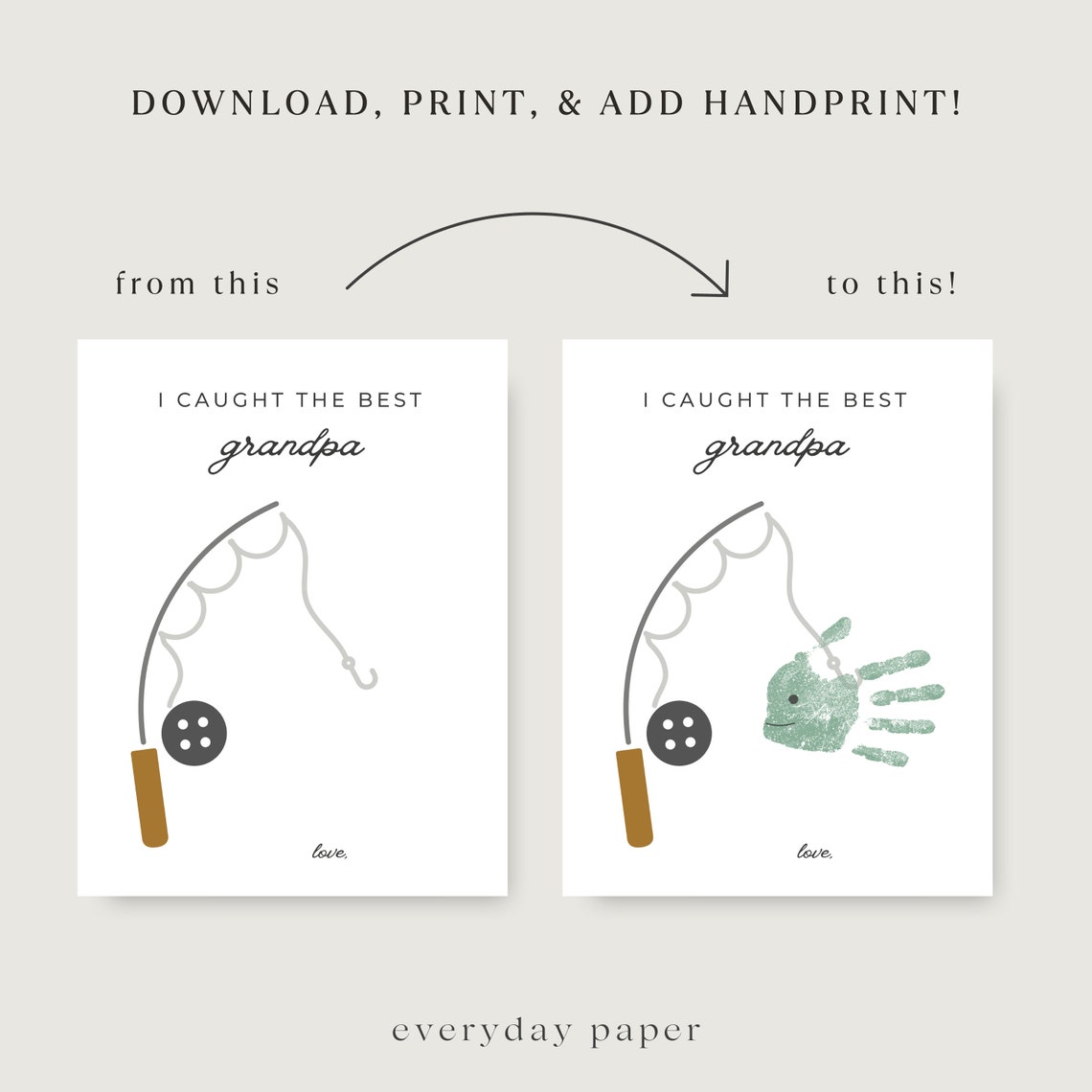Grandpa Fish Handprint Art, Birthday Fishing Gift - Image 5