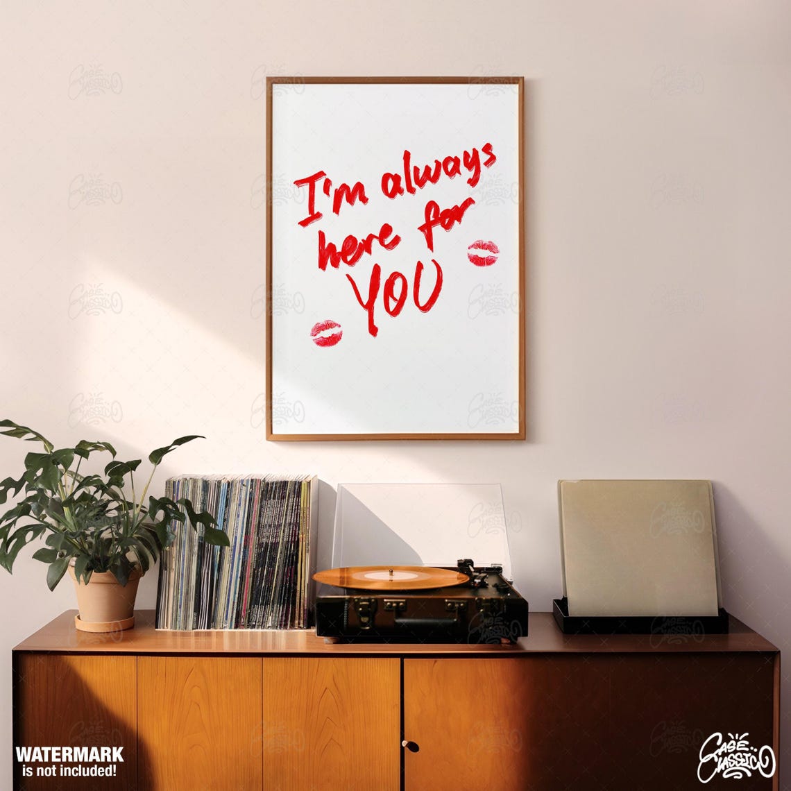 Im Always Here For You Lipstick Print Quote Print Girly Wall Art Indie Room Decor Teen Girl Wall Art Love Print Minimalist Wall Art - Image 2