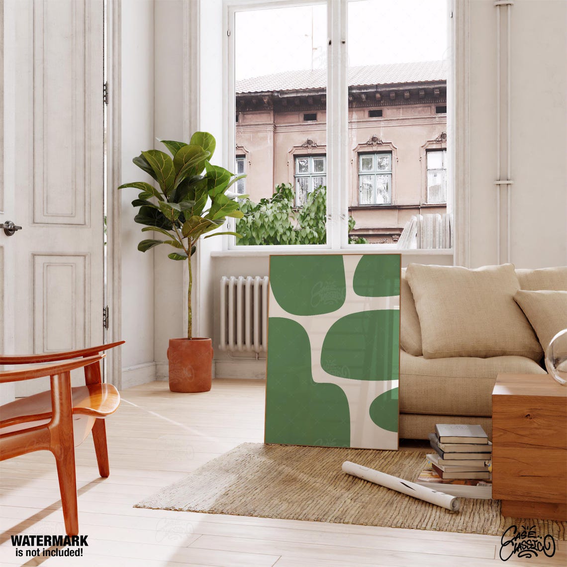 Green Organic Blob Shapes Minimalist Modern Abstract Wall Poster - Image 4