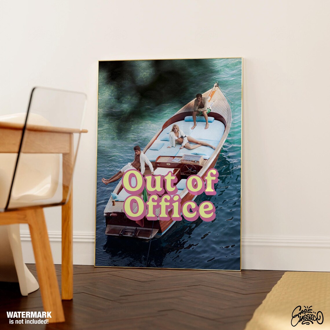 Out of Office Boat Trip Photography Poster With Retro Pink Lettering - Image 3