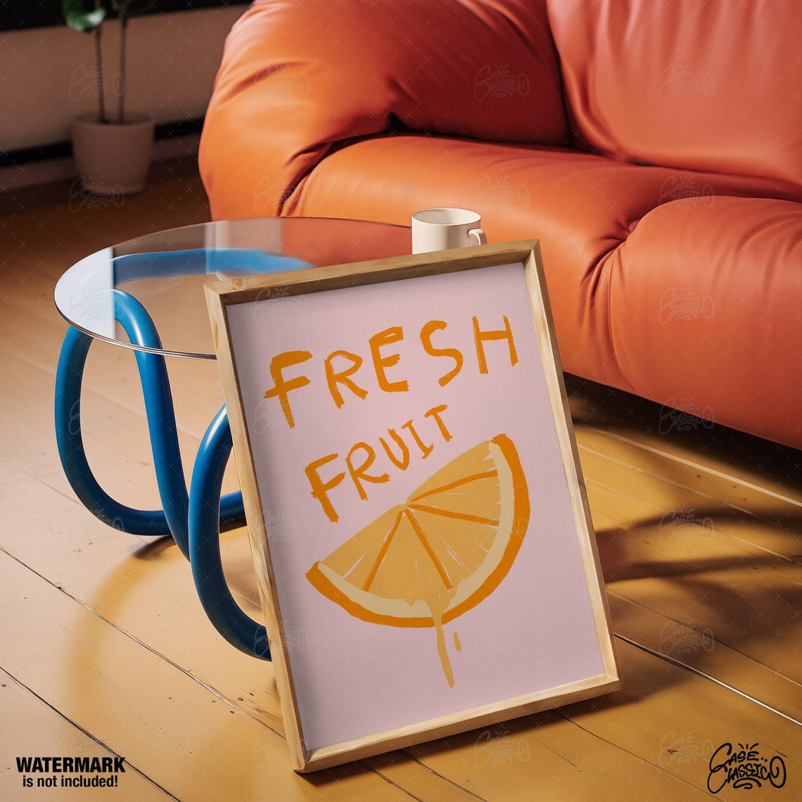 Sunny Fresh Fruit Dripping Orange Slice Hand Lettered Art Poster - Image 4