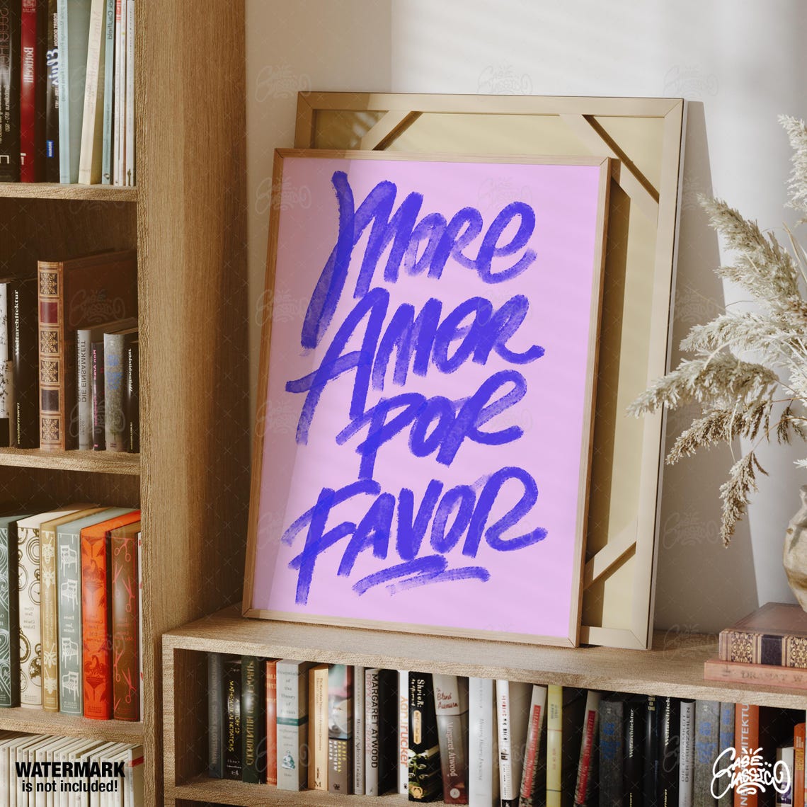 More Amor Por Favor Purple Brush Script Pink Quote Wall Poster - Image 2