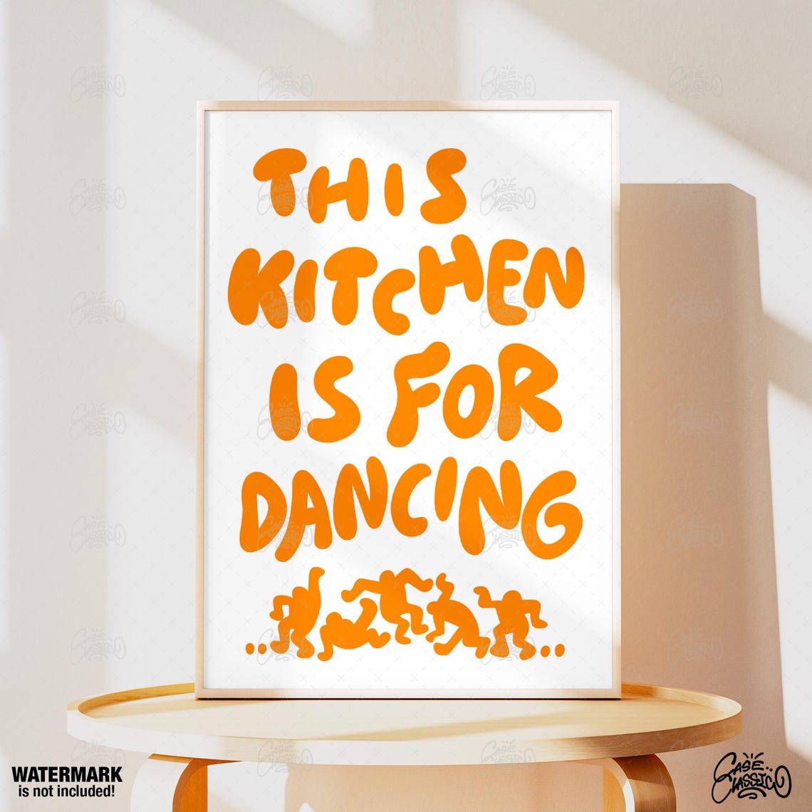This Kitchen Is For Dancing Poster in Bold Orange Bubble Letters - Image 2