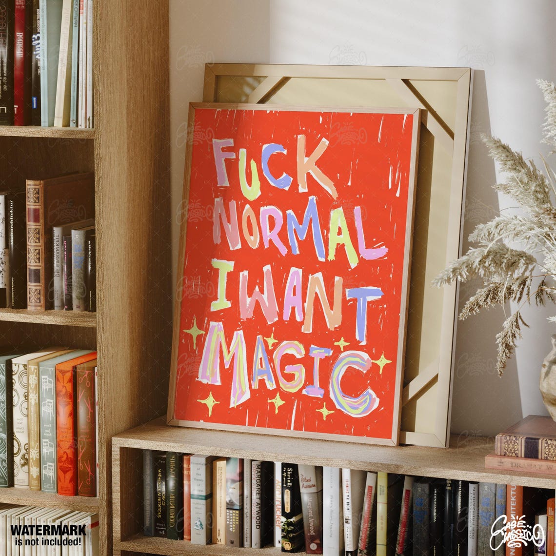 Fuck Normal I Want Magic Poster in Pastel Letters on Bright Orange - Image 2