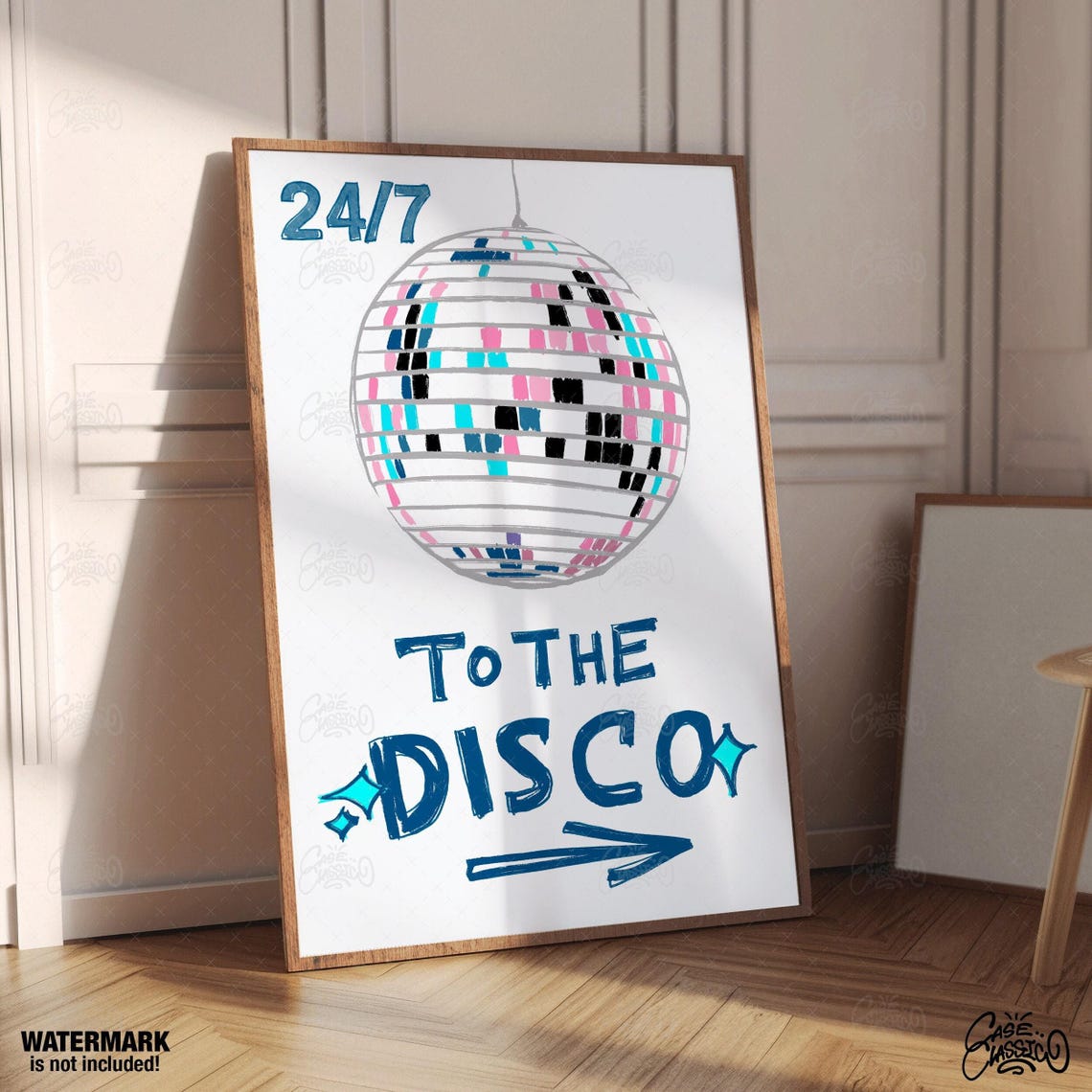 24/7 To The Disco Ball Colorful Retro Dance Party Wall Poster - Image 3