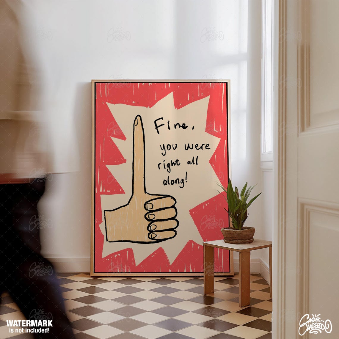 Fine You Were Right All Along Funny Red Retro Pop Art Quote Poster - Image 2
