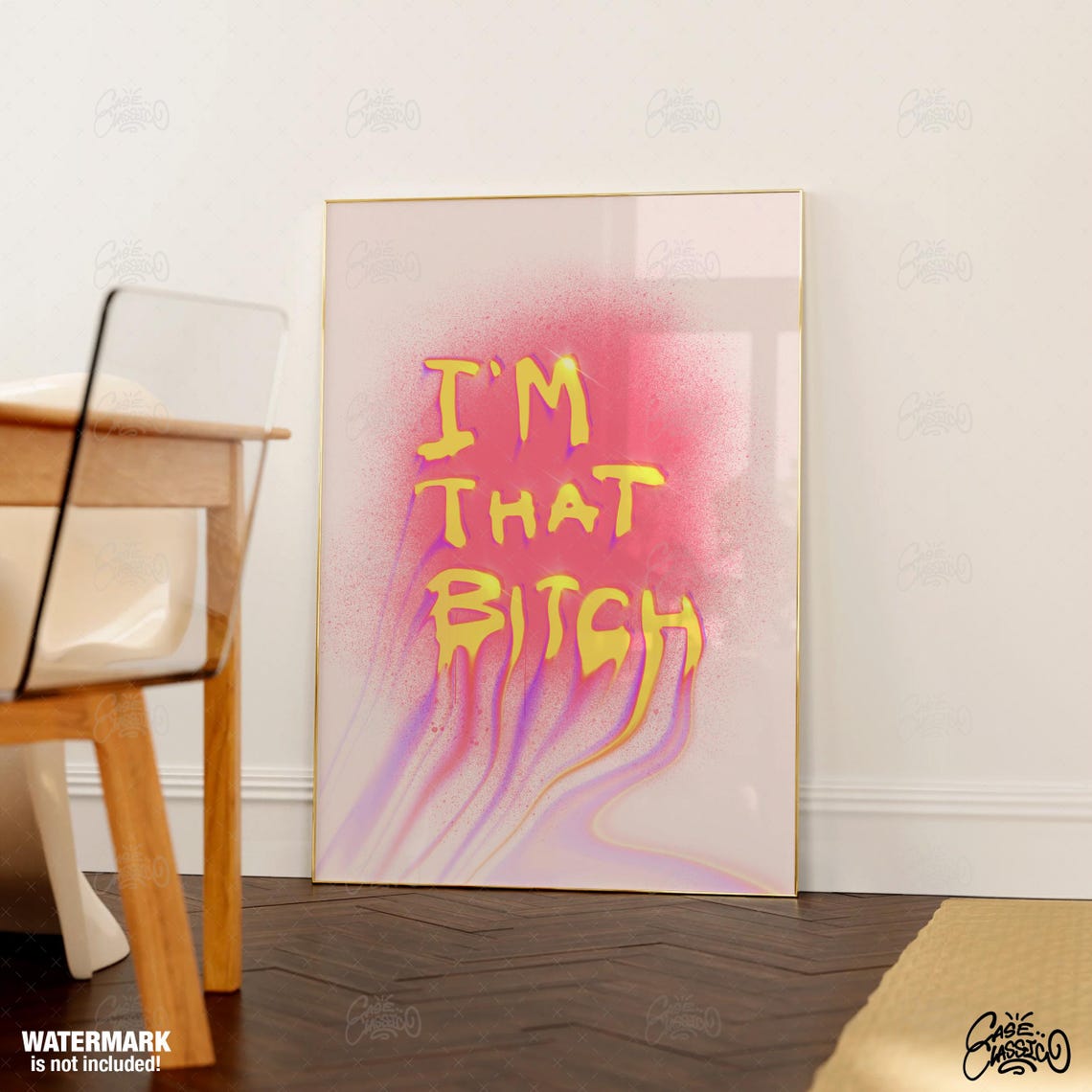 I'm That Bitch Melting Yellow Letters Pink Aura Room Wall Poster - Image 4
