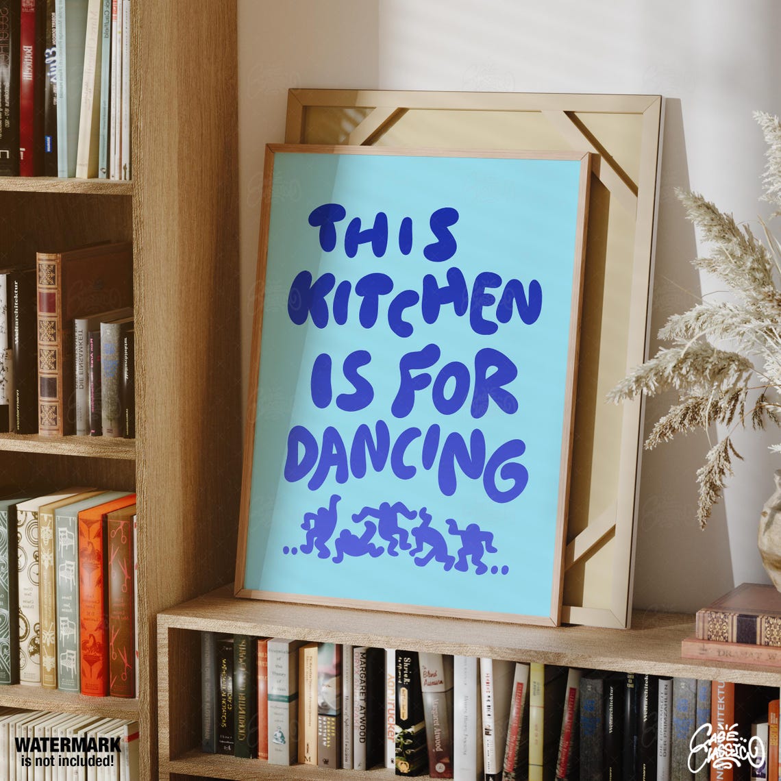 This Kitchen Is for Dancing Blue Bubble Letters Kitchen Poster - Image 4