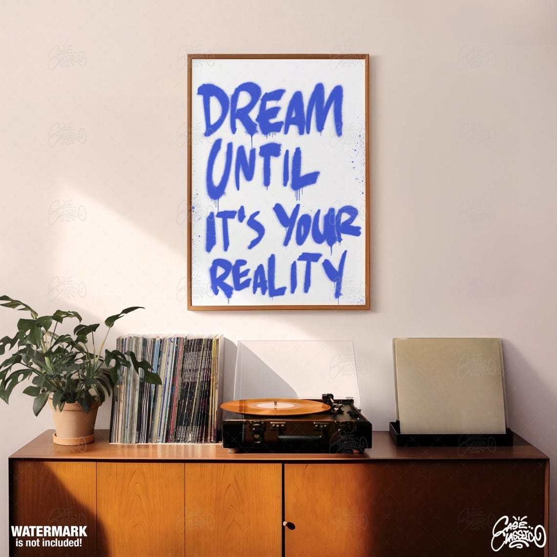 Dream Until Its Your Reality Blue Dripping Spray Paint Quote Poster - Image 2