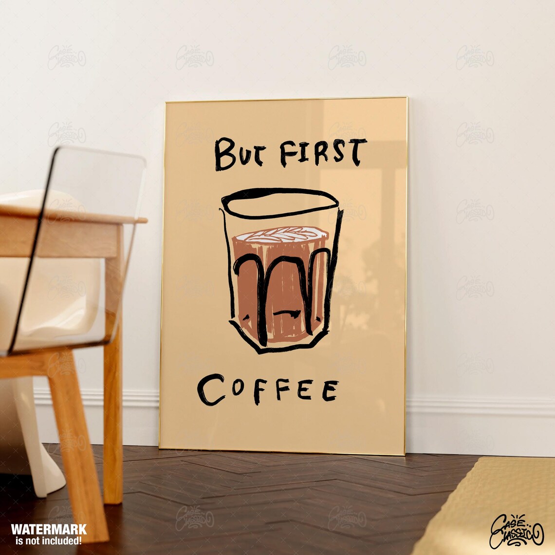 But First Coffee, Minimalist Kitchen Wall Art