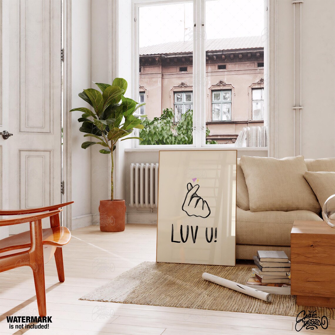 Luv U Finger Heart Trendy Wall Art Indie Room Decor Teen Girl Wall Art Aesthetic Room Decor Fine Art Prints Minimalist Wall Art - Image 4
