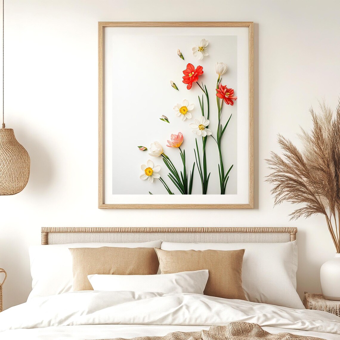 Daffodils and Tulips Spring Flowers Minimalist Floral Botanical Wall Art - Image 3