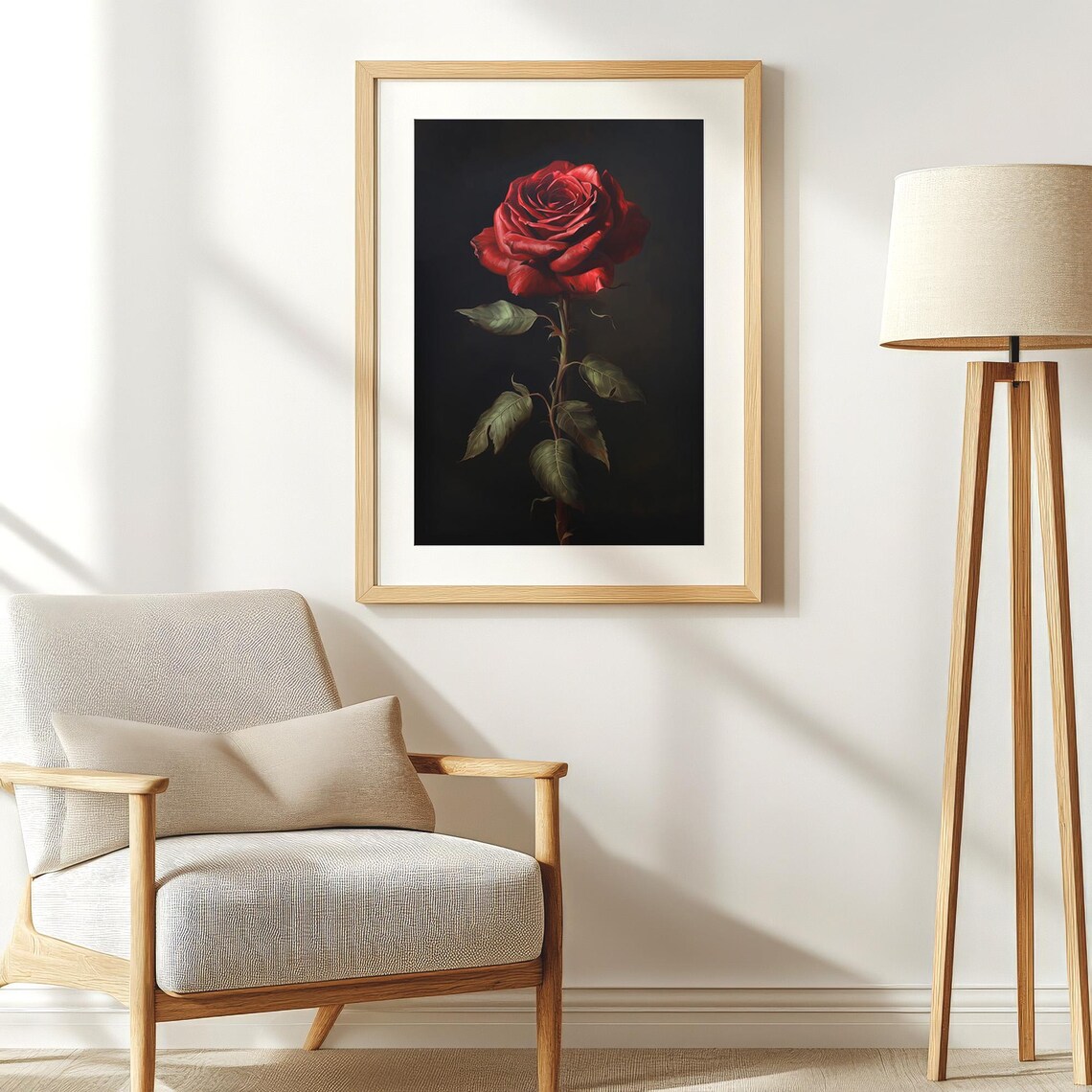 Moody Red Rose Vintage Botanical Art Print - Image 3