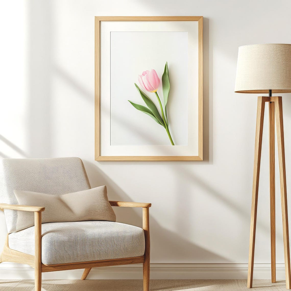 Pink Tulip Single Stem Minimalist Floral Botanical Spring Wall Art - Image 4