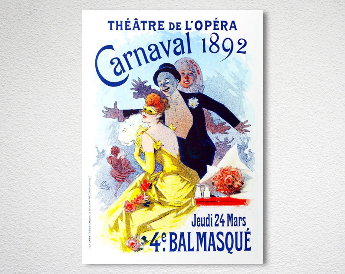 Theatre National de l Opera Carnaval 1892 Masked Ball Vintage Poster - Image 2