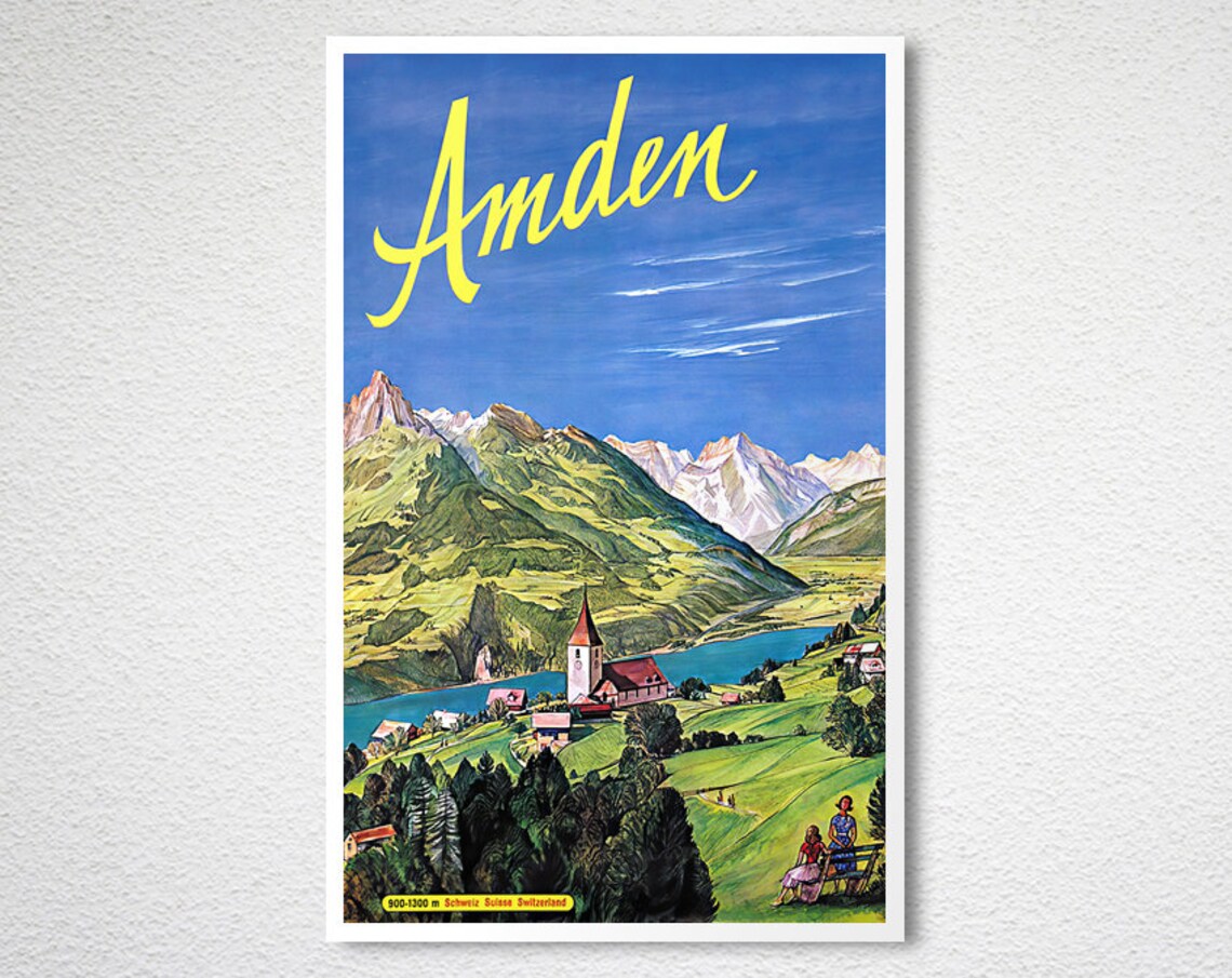 Amden Switzerland Vintage Travel Poster, Travel Poster - Image 2