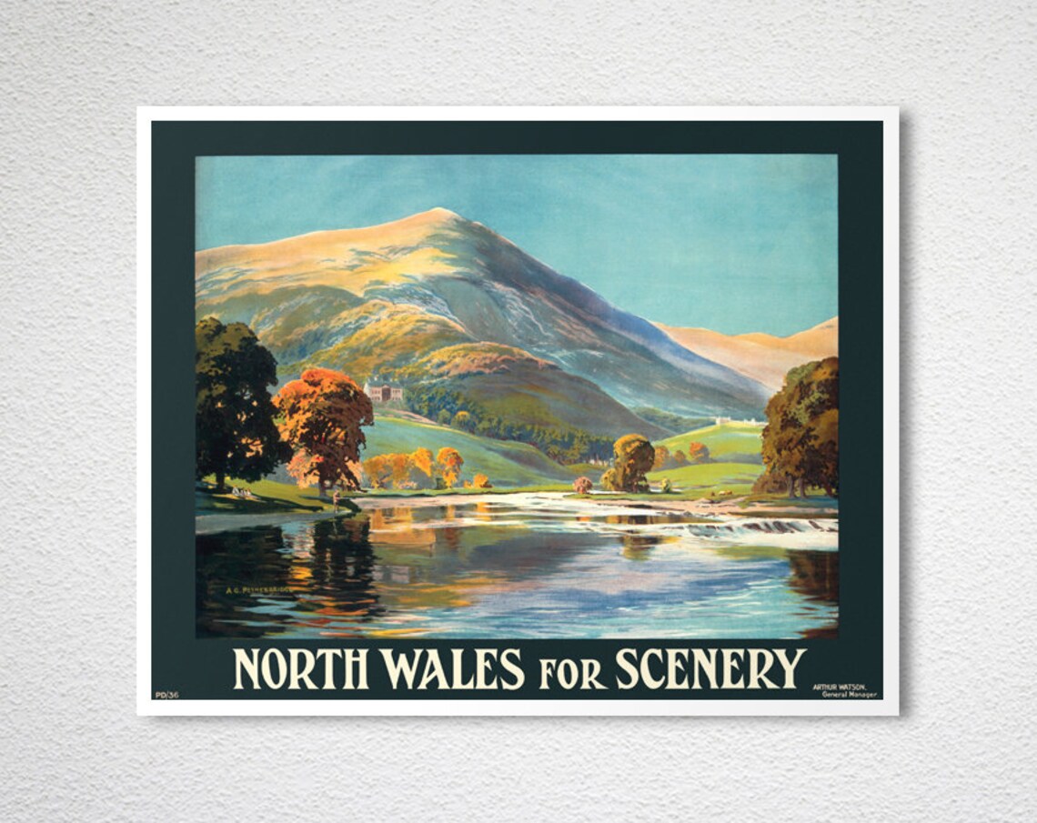 North Wales Vintage Travel Poster, Scenic Art Print - Image 2