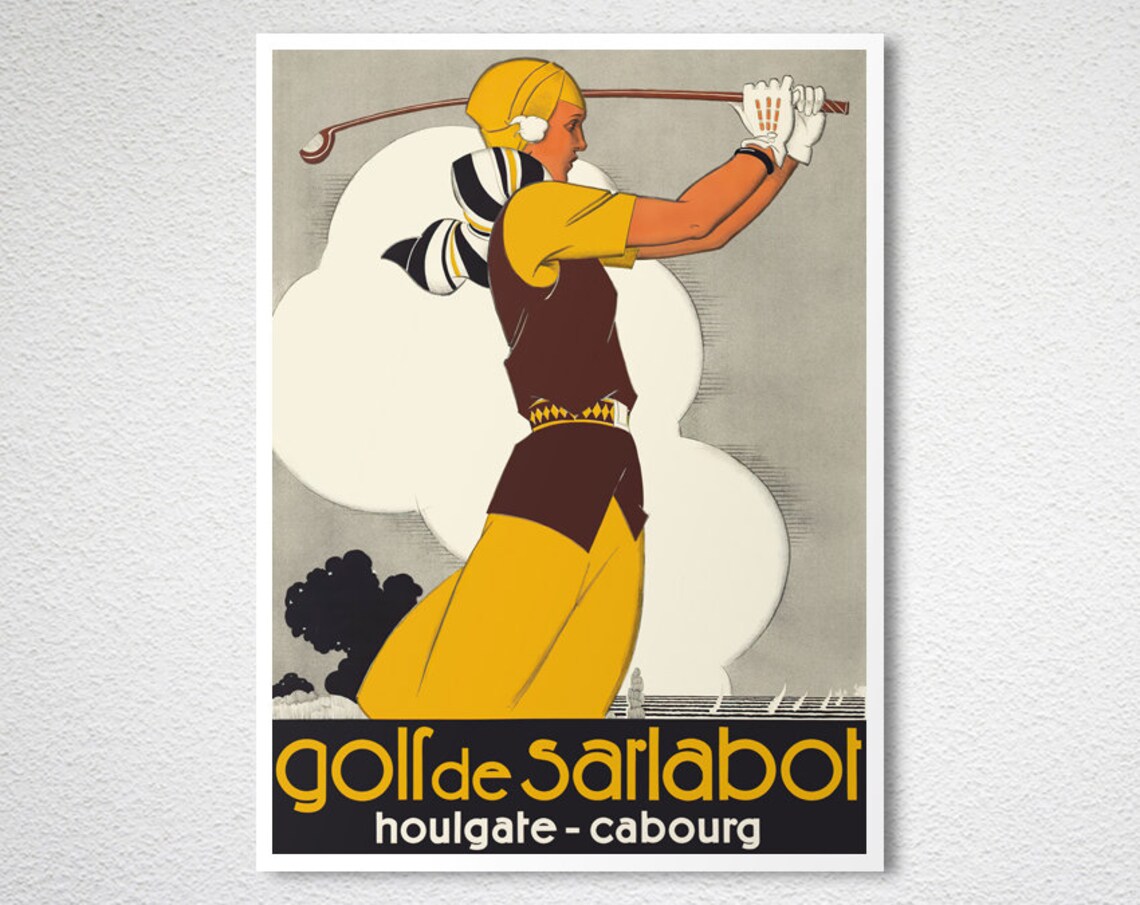 Golf De Sarlabot Houlgate Cabourg Art Deco French Golf Poster Woman - Image 2