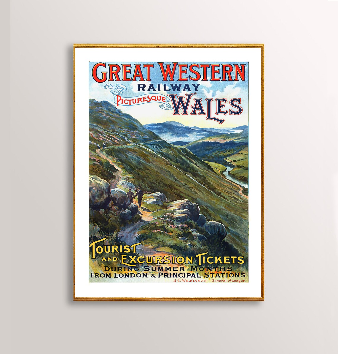 Great Western Railway Picturesque Wales Vintage Mountain Travel Poster