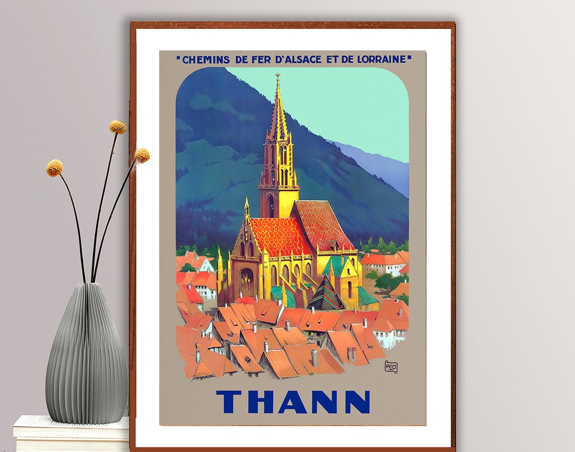 Thann Alsace Lorraine Vintage French Railway Town Travel Poster