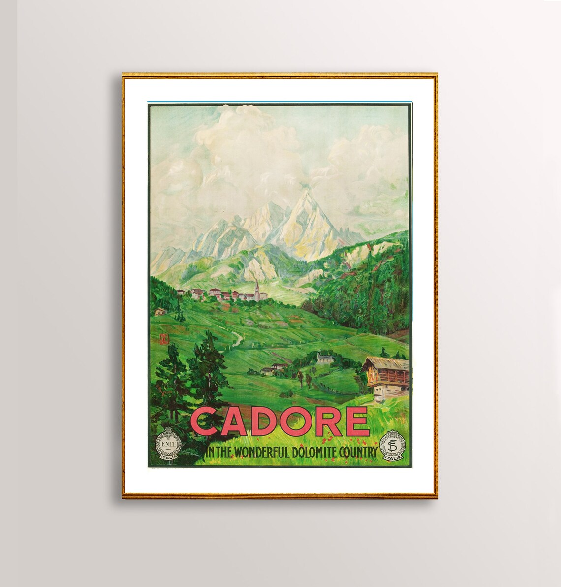 Cadore Dolomite Country Italia Vintage Mountain Travel Poster