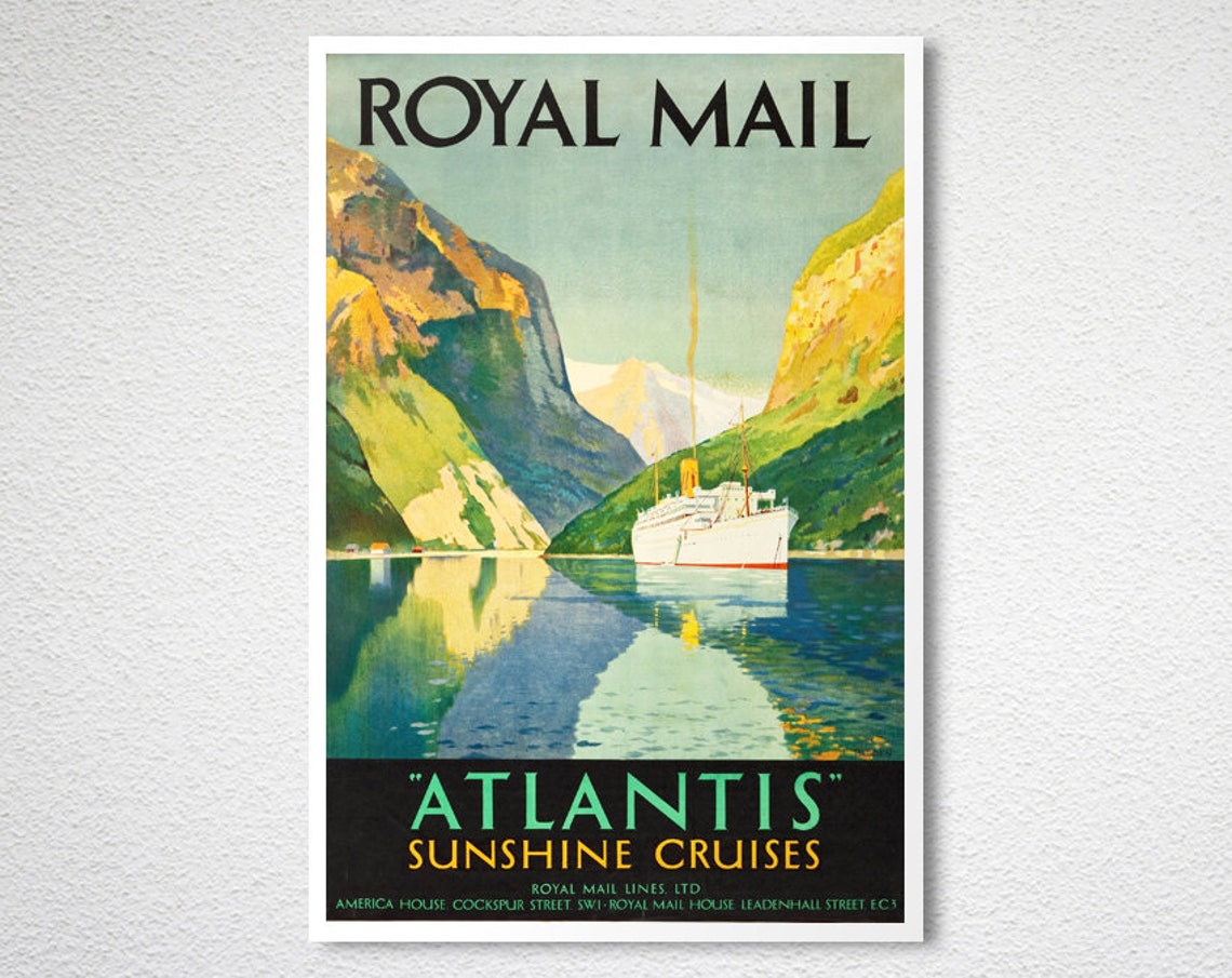 Royal Mail Atlantis Sunshine Cruises Ocean Liner Vintage Poster - Image 2