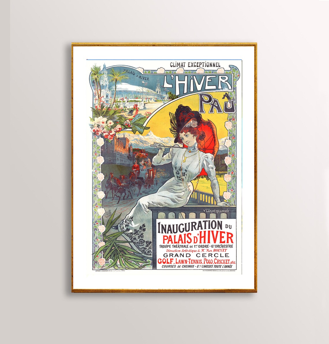 L Hiver a Pau Palais d Hiver Vintage French Art Nouveau Travel Poster